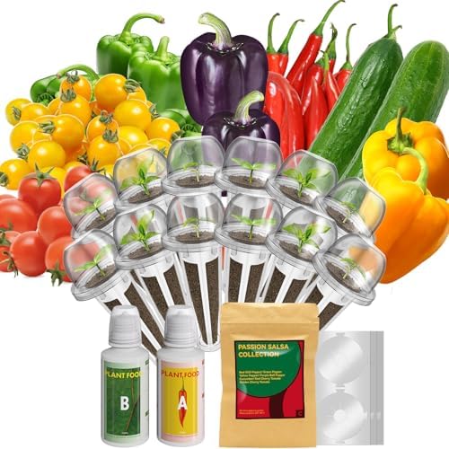 inbloom 12-Pod Pepper Seed Pod Kit for AeroGarden, iDOO, Ahopegarden Hydroponic Growing System, Include Cucumber, Red&Golden Tomato, Red Chili Pepper, Green&Yellow Pepper, Purple Pepper, 400+ Seeds by inbloomgarden