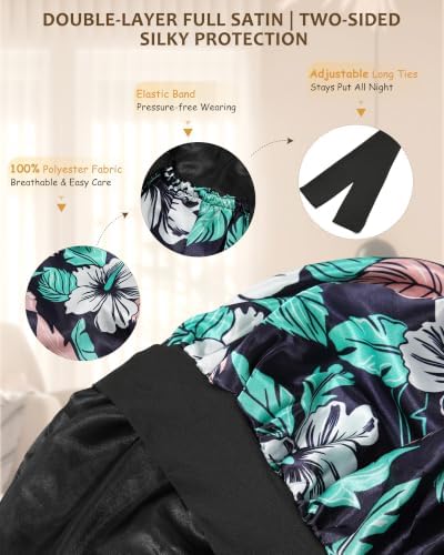 AWAYTR Long Satin Bonnet for Braids - Double Layer Hair Bonnet for Sleeping - Image 3