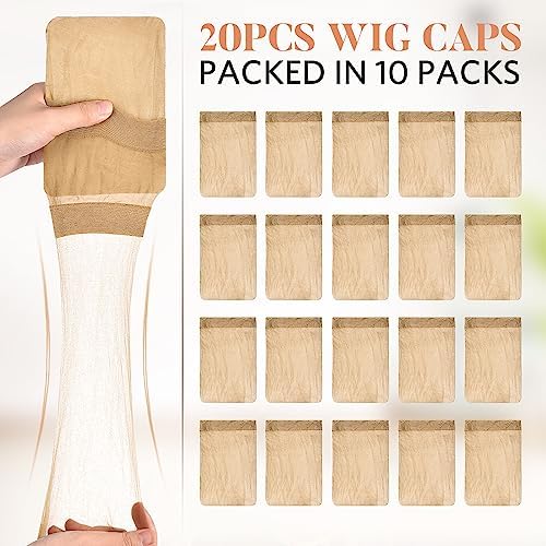 MORGLES HD Invisible Wig Caps 20 Pack Nude Stocking for Lace Front - Image 6