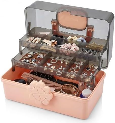 Pulseplay 3-Layer Hair Accseeories Organizer Box for Girls Portable Craft Organizers and Storage with Handle Multipurpose Plastic Storage Box for Hair Accessories,Jewery,Sewing,Art Supply,Nail by Unknown