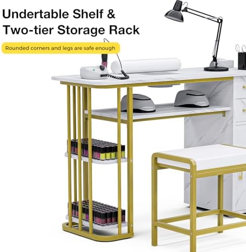 Manicure Table with Dust Collector, Nail Desk and Stool Set - Image 5