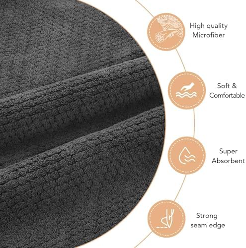 SUNLAND Microfiber Hair Towel 40 X 28 inch 2 Pack Grey - Image 3