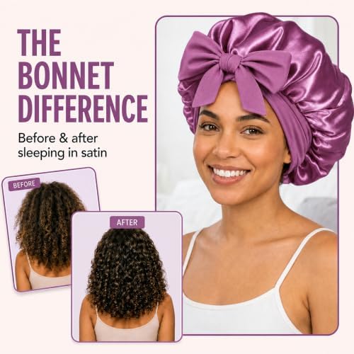 Silk Satin Hair Bonnet for Sleeping Women with Adjustable Tie - Image 3