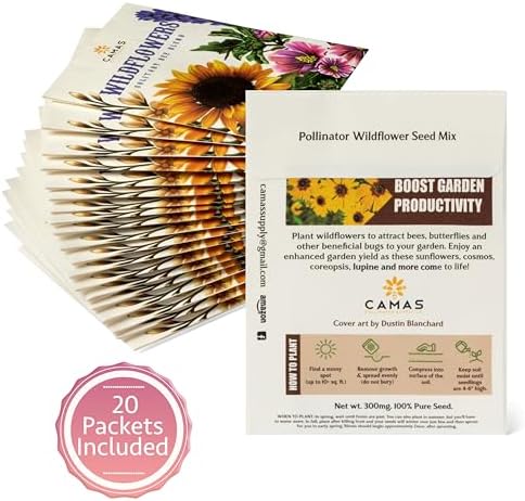 Camas- Pollinator Wildflower Seed Packets - (20) Party Favors to Attract Bees, Butterflies, and Hummingbirds to Your Plant and Flower Garden-Annual Wildflower Mix - Image 2