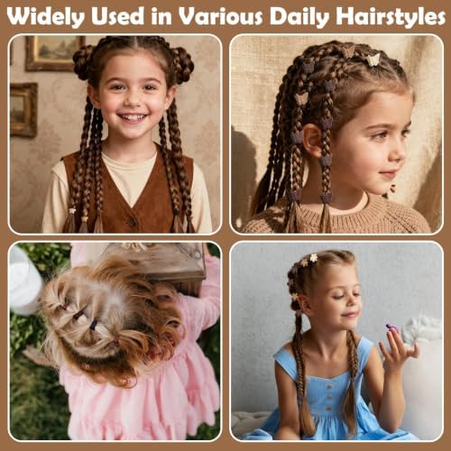 Brown Hair Accessories for Girls, 2194 Pcs Neutral Color Elastic Hair Ties Set with Rubber Bands Baby Hair Clips Bobby Pins Hair Styling Tools Hair Tie Cutter Hair Stuff for Toddler Kids - Image 6