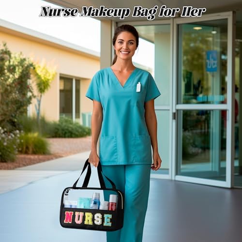 BuyCard Nurse Gift Chenille Letter Bags Clear Makeup Bag for Travel - Image 6