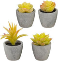 Set of 4 Small Yellow Fake Succulent Plants - Mini Artificial Succulents for Bathroom, Living Room, Office Desk, Coffee Table, Kitchen Shelves - Aesthetic Indoor Shelf Decor by LUZOGA