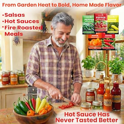 Hot Pepper Seeds for Planting, Cayenne, Hungarian Yellow, Jalapeno, Serrano, Habanero Orange, Heirloom Pepper Seeds Variety Pack, NonGMO, Made in USA - Image 6