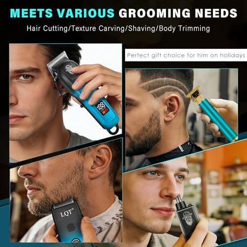 Hair Clippers for Men with LED Display, 4-Piece Cordless Grooming Kit with Beard Trimmer, Foil Shaver & Nose Trimmer, Rechargeable Hair Cutting Set for Home Barber, Men's Personal Care Kit & Gift - Image 7