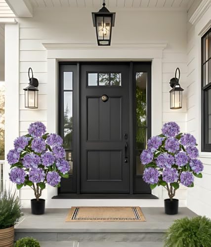 3FT Purple Hydrangea Artificial Flowers Tree 2 Pack Faux Hydrangea Potted - Image 5
