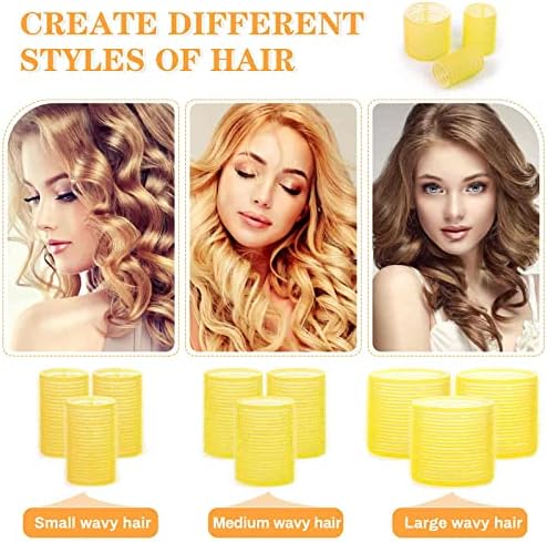 Self Grip Hair Rollers Curlers Set - 24 Pieces with 3 Sizes (4 Jumbo, 4 Large & 4 Medium) and 12 Clips for All Hair Types - Image 2