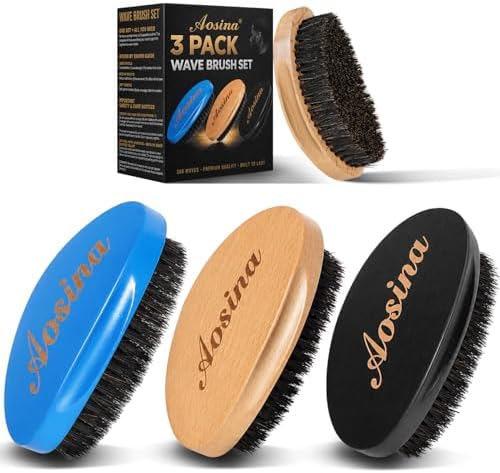 Boar Bristle Hair Brush for Men, Soft Medium Hard Wave Brush Kit, 360 Waves by TheCompleteWaveTrainingSystem