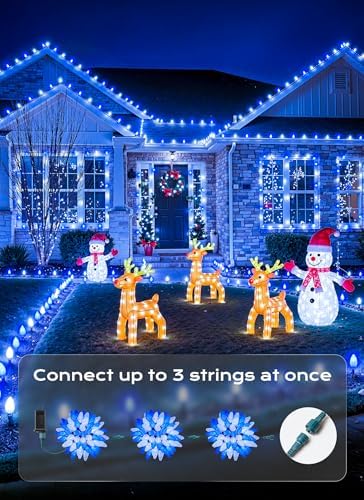 88FT 110 LED C9 Christmas Lights Outdoor Blue White Christmas Outdoor Light - Image 2