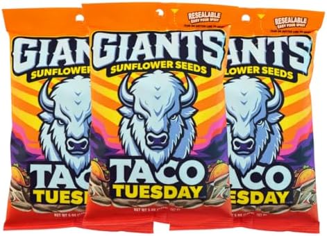 GIANTS Taco Tuesday Sunflower Seeds - Sunflower Seeds to Eat, High Protein Snack, Zesty Taco Seasoning, Source of Vitamin E & Fiber Content - 5 oz Resealable Bags (Pack of 3) by GIANTSNACKS