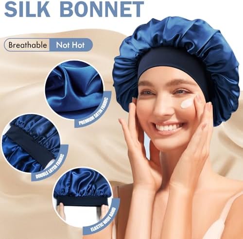 Satin Silk Bonnet for Hair, Double Layer Sleep Cap for Men & Women - Image 3
