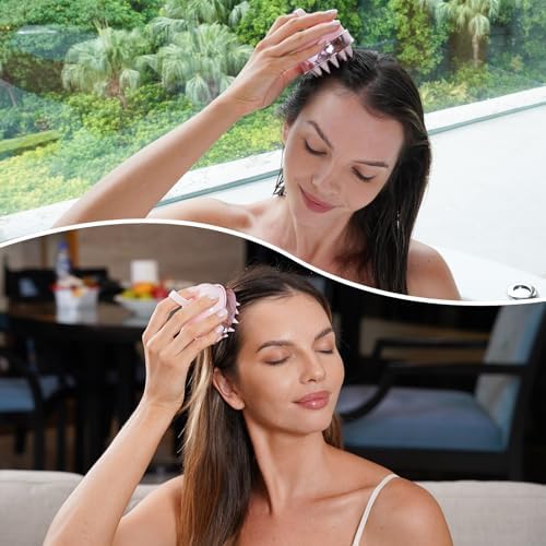 SHINLEA 2 in 1 Scalp Massager Hair Growth,Scalp Scrubber with Soft Silicone Bristles for Dandruff Removal,Shampoo Brush for Exfoliation,Head Massager for Both Wet and Dry Use (Pink) - Image 6