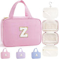 TOPEAST Hanging Toiletry Bag for Women - Travel Toiletry Bag Makeup Bag, Portable Toiletries Travel Bag and Cosmetic Bag Essentials - Letter Z, Pink by TOPEAST