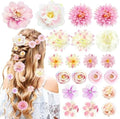 21 PCS Flowers Hair Accessories Women Boho Hair Barrettes Clips Girls Pink Purple Floral Rose Bride Headpiece Wedding Festival(PINK & PURPLE) by SHEHARUHI