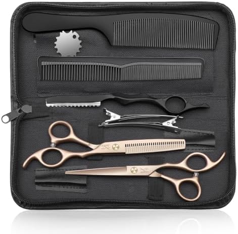 JASON Hair Cutting Scissors Set - 10-Piece Thinning Shears RoseGold 6" by JASONSCISSORS