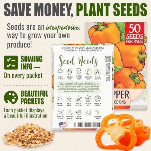 Seed Needs Orange King Bell Pepper Seeds to Plant Vegetables - 2 Packs - Image 3