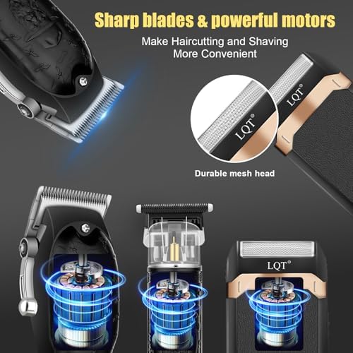 Professional Hair Clipper Set for Men Electric Shaver Razor Cordless Hair Cutting Barber Clippers Beard Trimmer Men’s Grooming Kit Gifts for him (Black) - Image 2