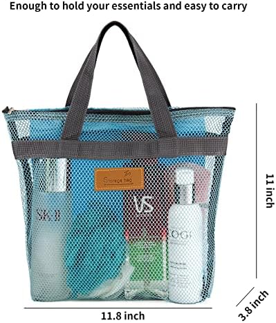 TOPASION Mesh Shower Caddy Bag Portable Hanging Toiletry and Bath Organizer with Zipper for Travel, Gym, Camping, College Dorms, Beach - Image 3