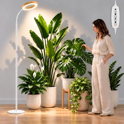 LBW Grow Lights for Indoor Plants, 68" Bamboo Grain Grow Light by LBW