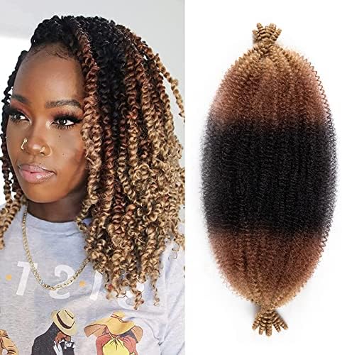 8 Packs Pre-Separated Springy Afro Twist Hair 18 Inch 1B/30/27 Marley Hair Pre-Fluffy Natural Curls are Perfect for Marley Crochet Hair Suitable for Black Women (1B/30/27, 18 Inch (Pack of 8)) by Celie