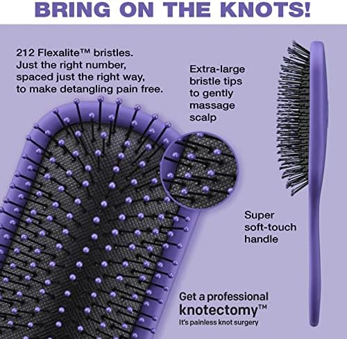 The Knot Dr. hair brush by Conair - Detangling hair brush - Removes Knots and Tangles in wet or dry hair - curly hair brush - Purple - Image 2
