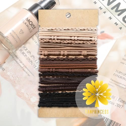 KANPRINCESS Hair Accessories Set for Women: 20 Boho Hair Ties in 5 Neutral Colors, 4 Stylish Hair Bands Bracelets for Thick or Thin No Damage Ponytails - Image 7