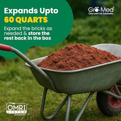 Gro-Med Organic Coco Coir Bricks (6 Pack) - Enriched Coco Coir for Plants - Image 4