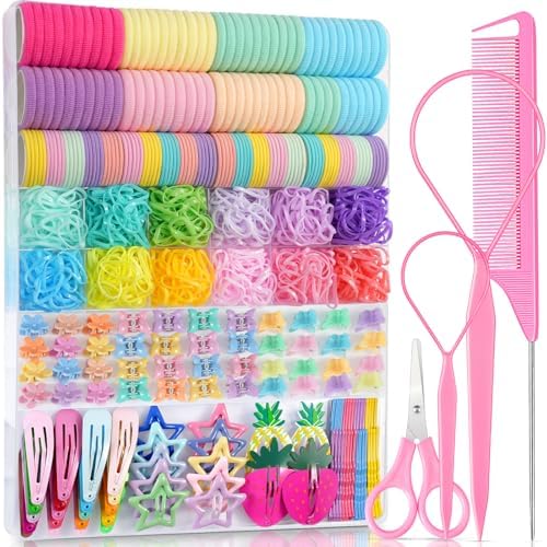 IKOCO 826PCS Hair Accessories for Girls, Elastic Hair Ties with Colorful Clips and Tools by Shineforyourbeauty