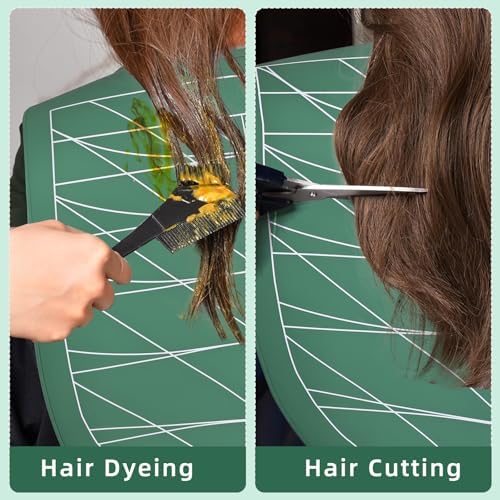Professional Hair Cutting Cape with Geometric Grid Pattern, Longer Silicone Waterproof Cutting Mat,Neck Guide - Image 6