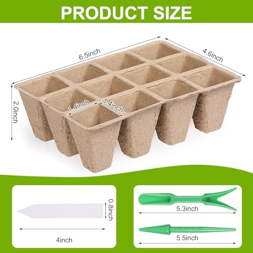 DANALLAN 20Pcs Seed Starter Tray 240 Cells Seed Starting Trays Thickened Biodegradable Seed Starter Pots Kit for Vegetables Flowers Seed Starting Planting Seeds (20) - Image 2