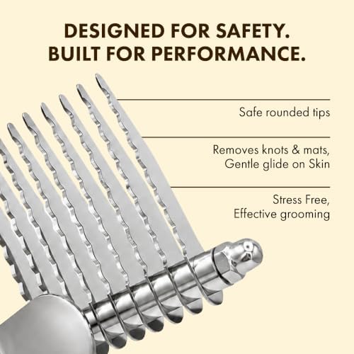 Mavie Grooming Rake, 10 Blade Dematting Tool for Pets, Taupe - Image 4