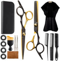 15 pcs Hair Cutting Scissors Professional, Thinning Shears for Hair Cutting, Black Gold Stainless Steel Barber Scissors, Lengnoyp Haircut Scissors Hair Cutting Kit for Women, Men by lengnoyp