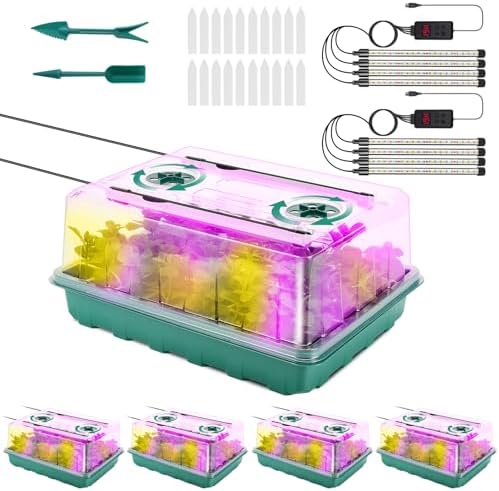192 Cell Seed Starter Tray with Grow Light, Seed Starter Kit with Adjustable Humidity Dome, Seed Starting Trays Plant Starter Kit for Seeds Growing Starting, Indoor Gardening, Greenhouse by Unknown