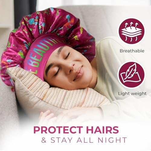 Discover premium reversible double layer silk satin sleeping bonnets designed for hair protection, moisture retention, and all-night comfort. Keep your hair healthy and frizz-free-pink - Image 3
