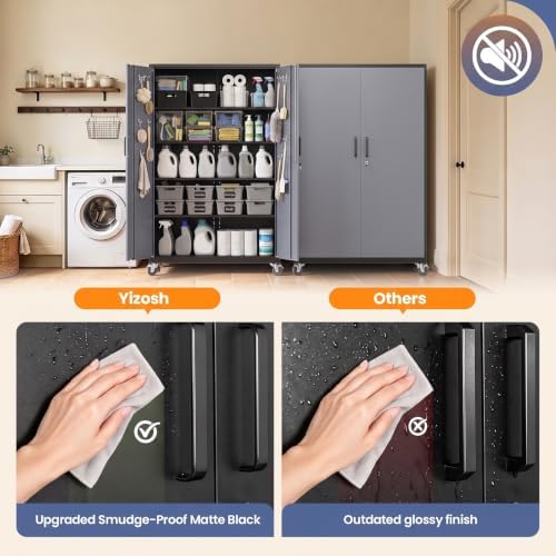 Yizosh Wide&Deep Metal Garage Storage Cabinet,71" Gray Black Tools Cabinets - Image 7
