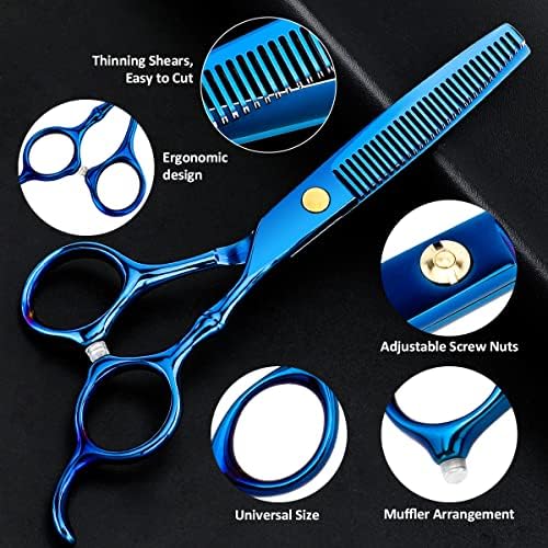 6.89 inch Hair Cutting Scissors Set With Thinning Knife - Blue - Image 3
