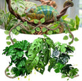 5 Pcs Reptile Plants & Habitat Decor Kit - 3 Artificial Plants & Large 5ft Jungle Vine Branch, Amphibian Habitat Hideout Tank Decorations fit Crested Gecko Leopard Lizard Chameleon Ball Python Frog by FuntinshdyBrand