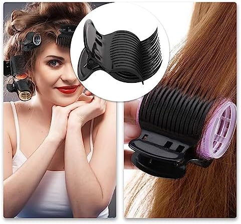 12Pcs Hot Roller Clips Plastic Hot Hair Curler Claw Clips Replacements Replacement Hair Perm Insulation Clip for Small Medium Large and Jumbo Hair Rollers (Black) - Image 6