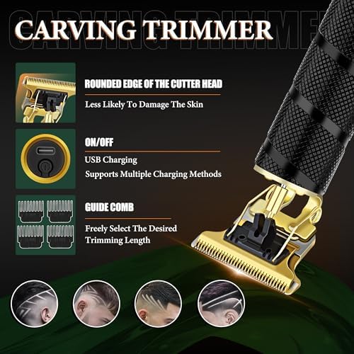 Hair Clippers for Men Professional, Beard Trimmer Kits & Sets, Electric Shavers, Hair Clippers & Trimmer Ceramic T-Blade, for Barber,for Men (Black) - Image 3
