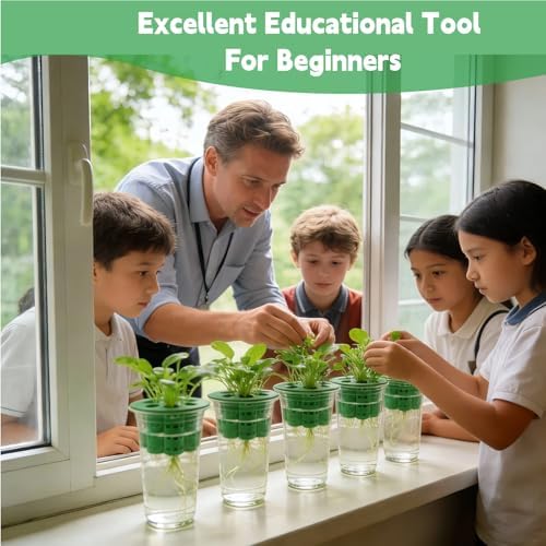 3D Printed Hydroponic Planter Vase, 9-Hole Seedling Starter Tray Indoor Gardening Net Cups Pots for Plants Flowers Vegetables, Office Home Balcony Decor (1, Green) - Image 3
