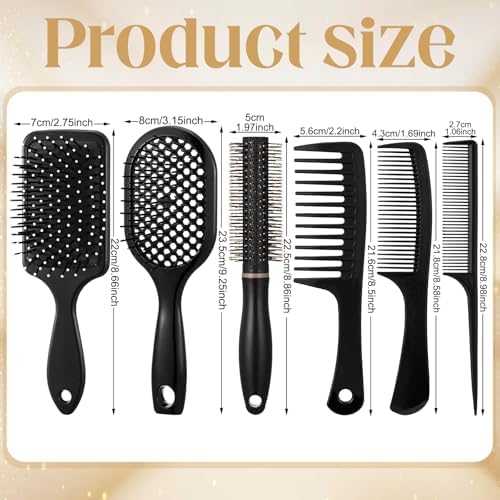 6Pcs Hair Brushes for Women Hair Comb Set Detangler Brush for Men and Women Wet Dry Curly Straight Hair - Image 2