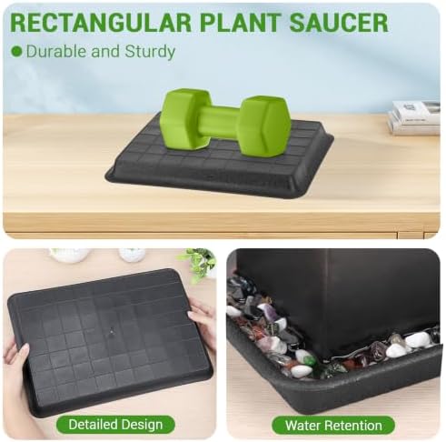 3 Packs Plant Saucers Rectangular, 15x11x1.2 Inch Heavy Plastic Plant Saucer Drip Tray, Flower Pot Tray for Indoors Outdoor Plant Pots, Thick Drip Tray for Garden Potted Water Drips and Soil - Image 4