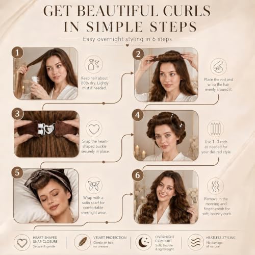 Jumbo Heatless Hair Curlers for Overnight Curls, Velvet Rollers - Image 4