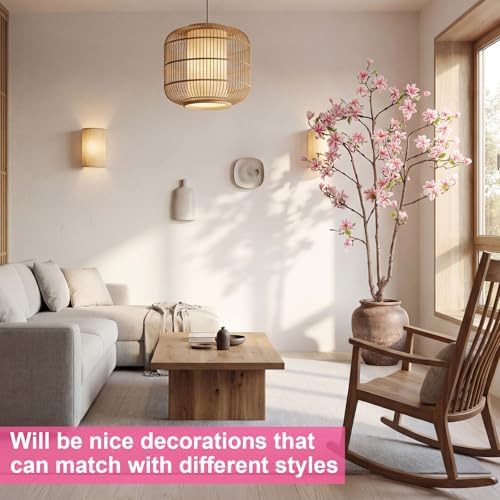 Giegxin 6 FT Tall Artificial Magnolia Tree, 72 Inches Faux Magnolia Trees Realistic UV-Resistant Flower Leaves Plant with Pot for Patio Home Office Wedding Living Room Indoor Outdoor Decor(Deep Pink) - Image 6