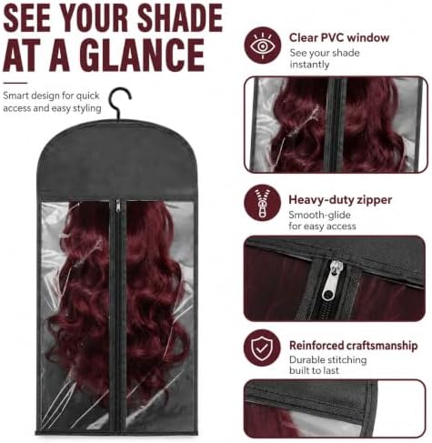 16 Pack Hair Extension Holder with Hanger - Dust-Proof Wig Storage Bag for Human Hair & Synthetic Hairpieces - Protective Travel Case for Styling & Organizing, Fits up to 23 Inches - Image 5