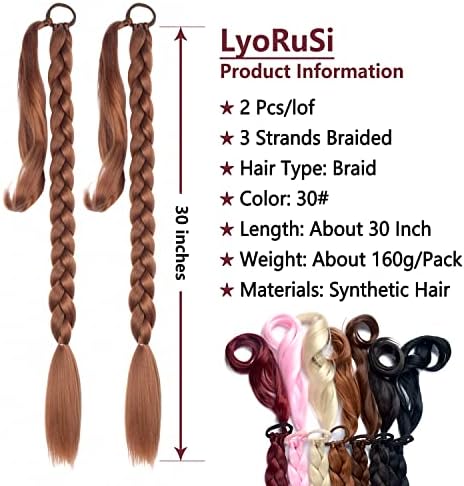 34''' 2 Pack Long DIY Braided Ponytail Extension with Hair Tie for Women - Image 2